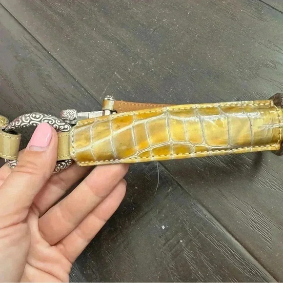 Vintage Brighton croc patent leather western latch belt Y2K boho 34 cowgirl - Picture 8 of 8